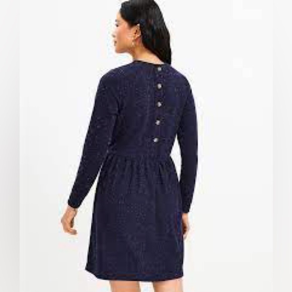 Loft, Navy Blue Flecked Button Back Swing Dress Whimsigoth Fairy Y2K Fairy Party